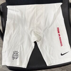 Nike White and Black Jr. EYBL Compression Shorts